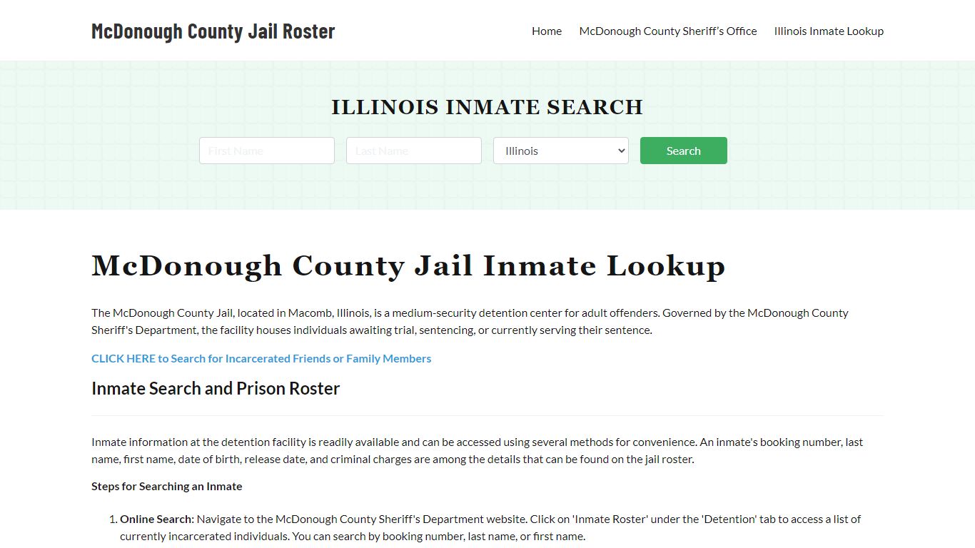 McDonough County Jail Roster Lookup, IL, Inmate Search