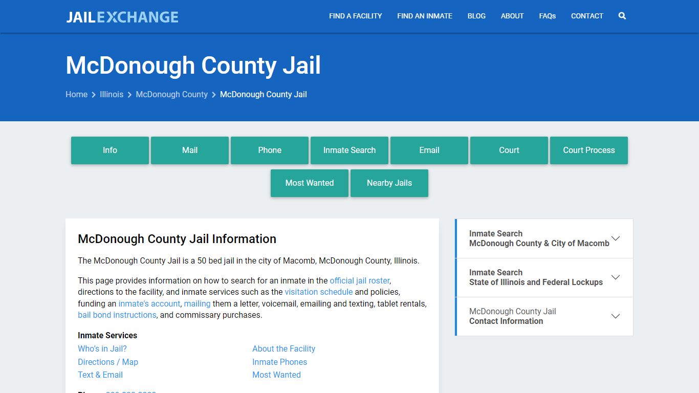 McDonough County Jail, IL Inmate Search, Information